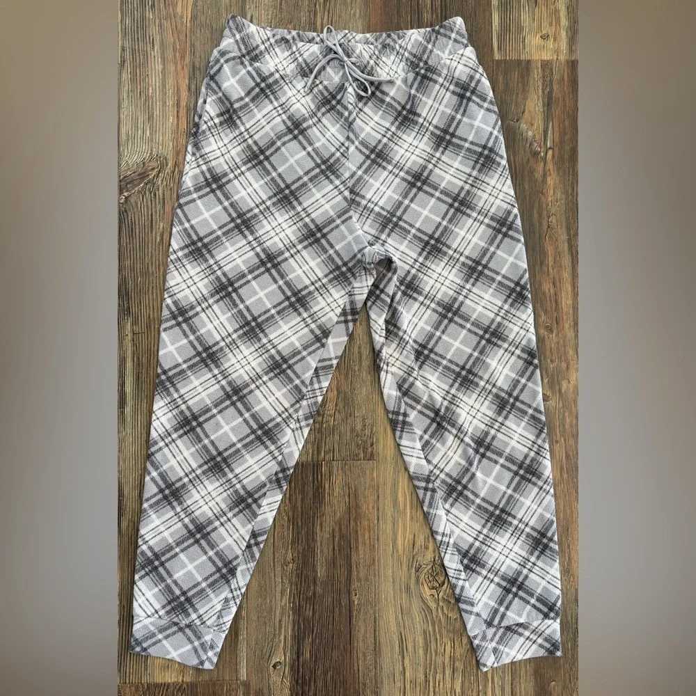 Victoria’s Secret Glow Waffle Henley Jogger Pajama Set Size Medium Gray Plaid - Picture 8 of 12